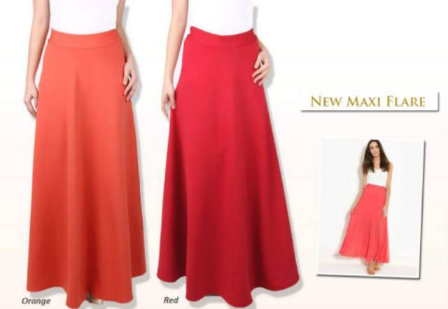 Rok panjang rok maxi maxi flare skirt wedges rok hijabers