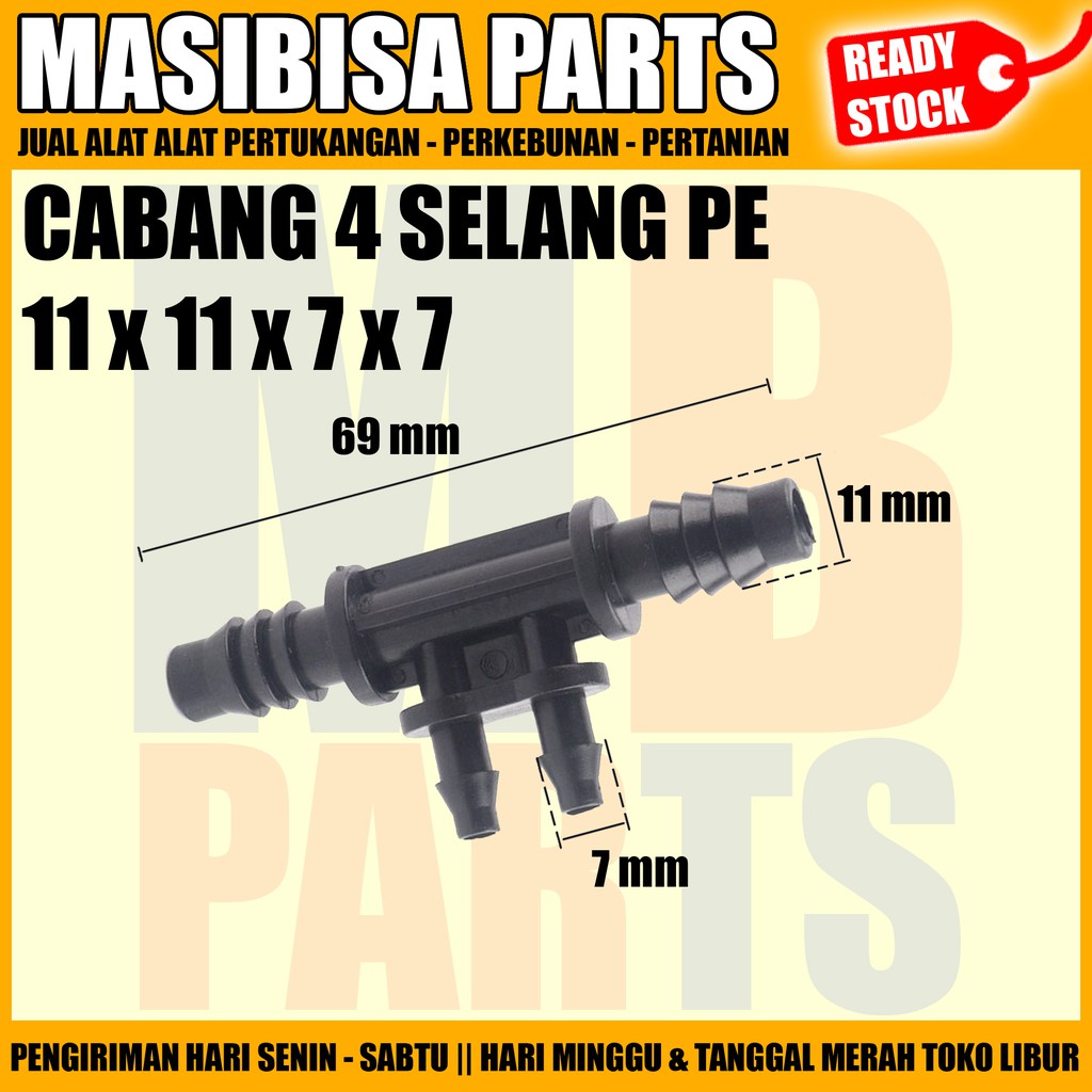 REDUCER / KONEKTOR CABANG 4 SELANG PE 11 KE SELANG PE 7