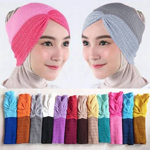 [COD]inner bandana 2wrna kerut/ bandana 2tone salur kerut premium