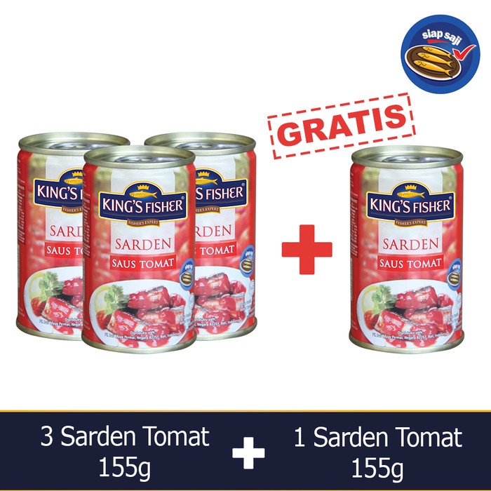 

Gg1Hh Paket 3 Gratis 1 King'S Fisher Sarden Mini Saus Tomat Makanan Kaleng 1 s1Gkk