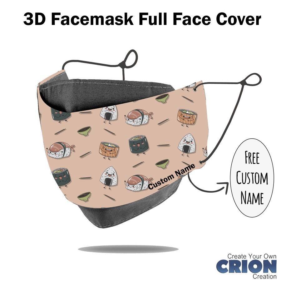 Crion - Masker 3d Full Face Cover Japan sushi series - antibacterial