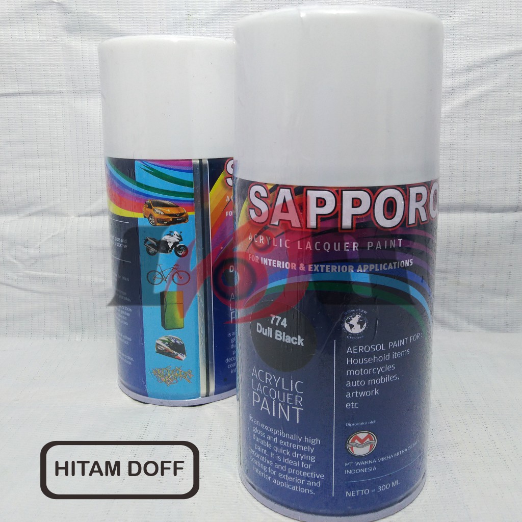 Sapporo Black Dull 774 Cat Semprot Saporo Paint Hitam Doff Dof Dop Flat