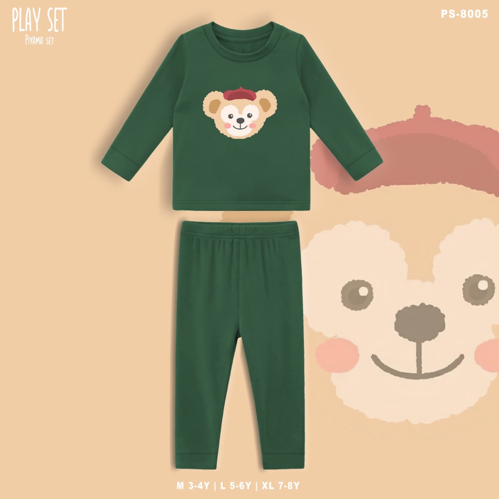 PLAYSET PAJAMAS ANAK BERGAMBAR TEADY / BAJU TIDUR ANAK SET / TERMURAH