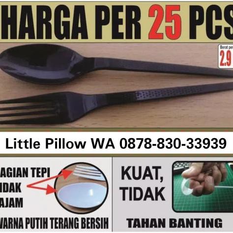 L4Jm 1 Set Sendok Garpu Hitam Plastik Grosir (Isi 25 Sendok + 25 Garpu) Pife