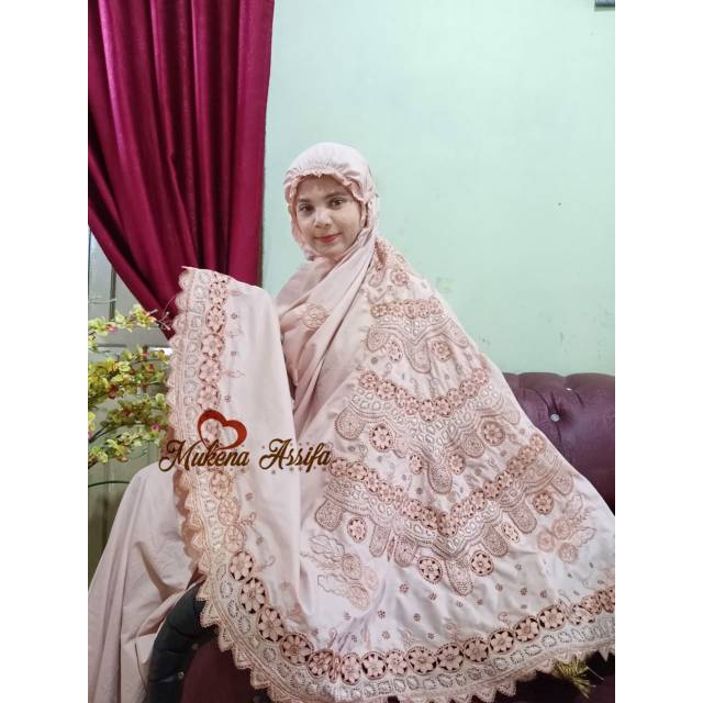 Mukena bordir coklat susu