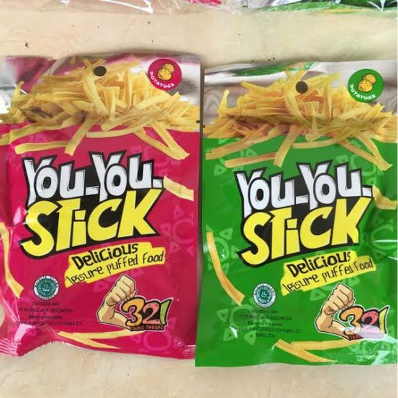 

You You Stick Delicious 20gr. 1 pak isi 10 pcs (@20gr) . Chiki Stick kentang Lezat