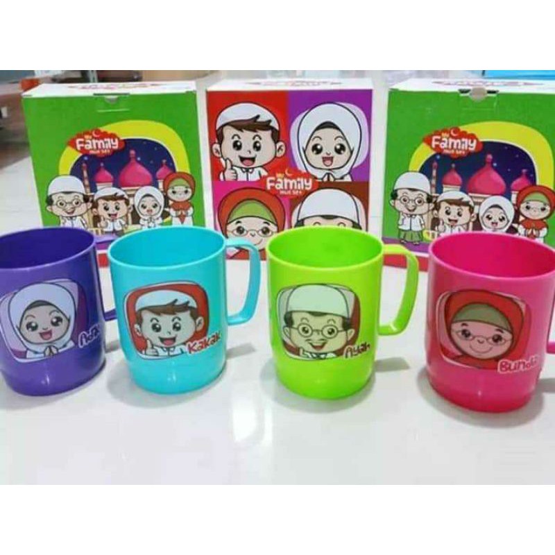 [BISA COD] Gelas Mug Family Set Karakater Cangkir Family Geas Set karakter Famili