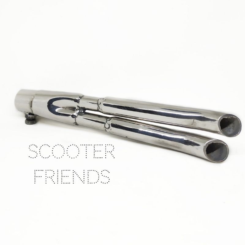 silencer variasi sambungan knalpot vespa super sprint vbb double pipa