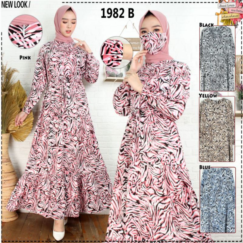 gamis rayon motif zebra
