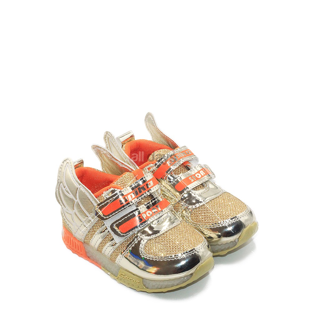 Spike Sepatu Sneakers Anak Laki-Laki LED BYU 5359 - Gold