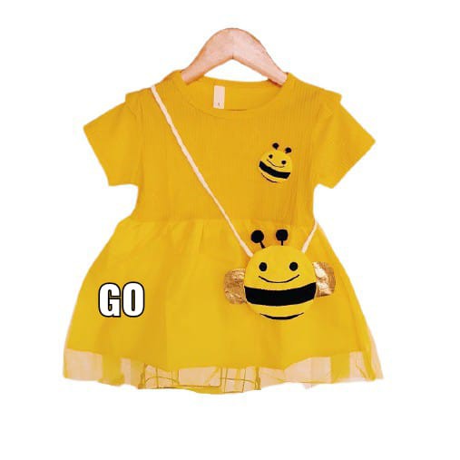 gos DRESS BEE SMILE BAGS EBV Baju Dress Anak Perempuan Import 6 bulan - 3 tahun