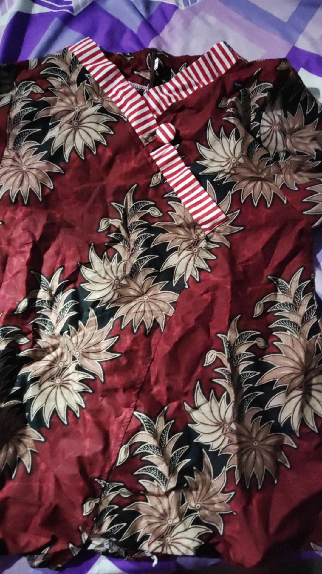 Batik Wanita Atasan Blouse Modern Kekinian Trendy Motif Daun Bambu By Batik Dua Putri Collection