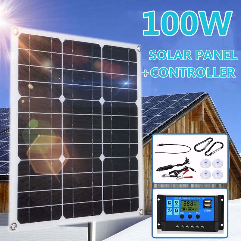 100w  Panel Tenaga Surya Polikristalin  30A LCD Pengontrol Multi-guna Ponsel