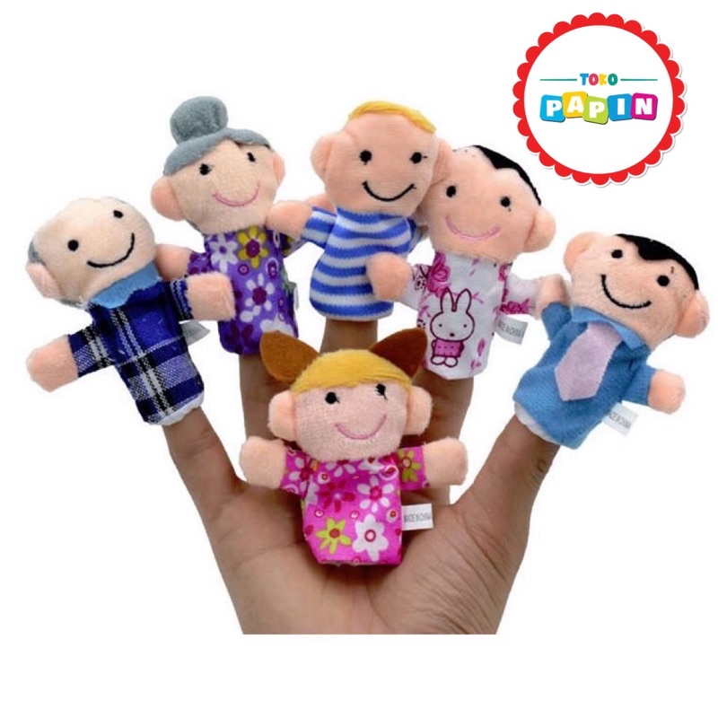 TokoPapin Boneka jari tangan keluarga finger puppet family isi 6 pcs mainan hand puppet lucu bahan kain