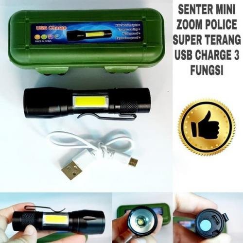 Senter USB COB Mini Usb Recharger Zoom LED Lampu Zoom Obor untuk Camping Outdoor