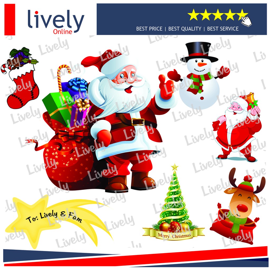 CUSTOM NAMA CAKE TOPPER KARAKTER HIASAN KUE NATAL MERRY CHRISTMAS 02 set