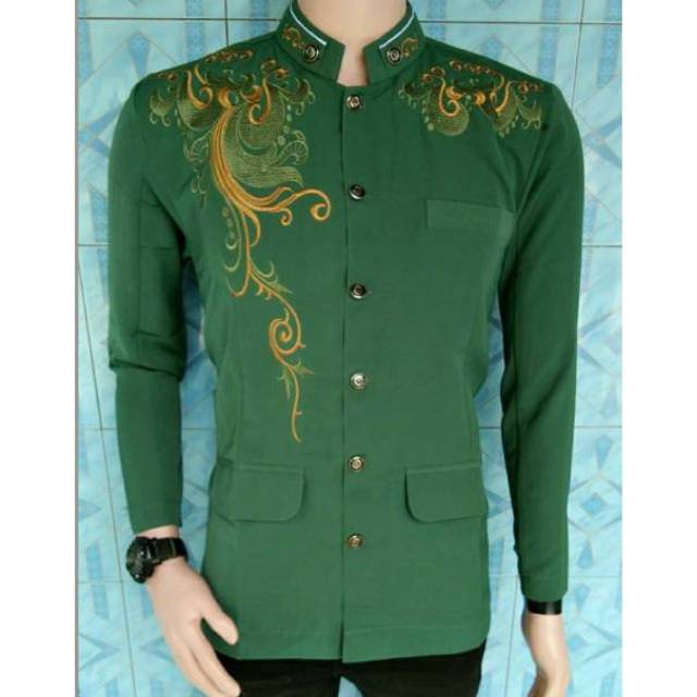 Jasko bordir modern putih, hitam, hijau | Jasko putih bordir | Jasko kombinasi modern