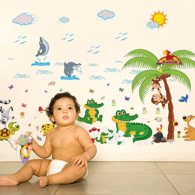 Reliza Wall Sticker Animal Park Zoo Hewan Anak LDR0873