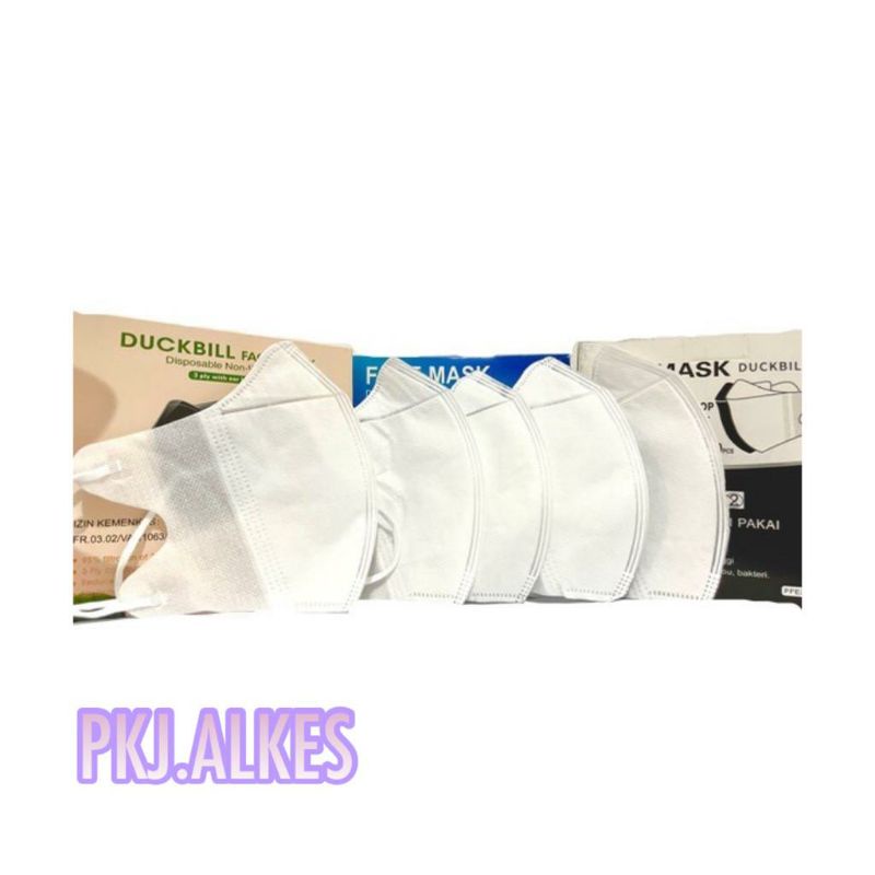 MASKER DUCKBILL PUTIH GARIS ISI 50