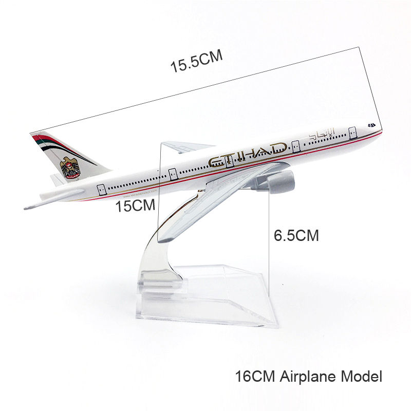 Etihad B777 Mainan Model Pesawat Terbang Airline Boeing 777 Bahan Metal Die-cast 16CM Untuk Hadiah