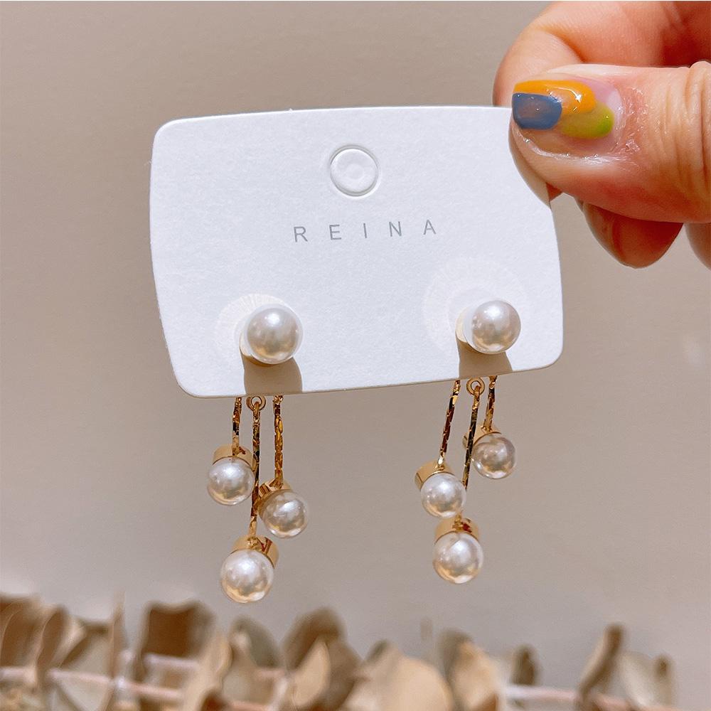 Needway Anting Stud Wanita Shinny Rumbai Depan Dan Belakang Kristal Women Jewelry