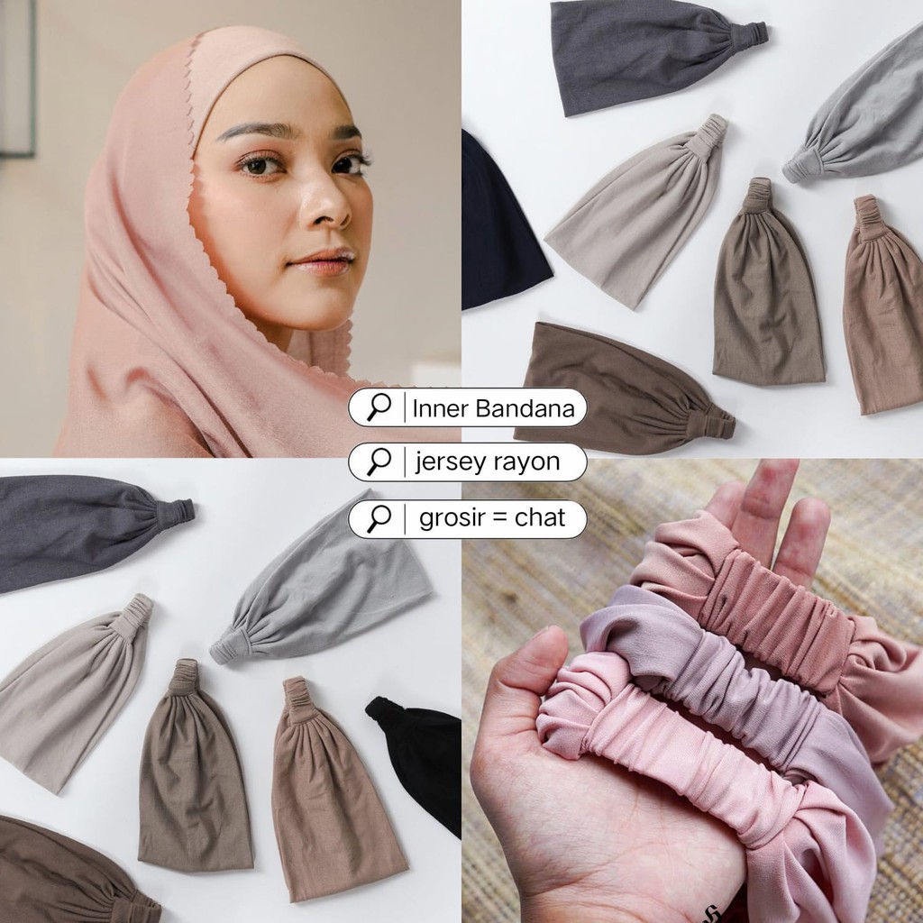 Ciput Bandana Kaos Basic Premium / Inner Bandana Anti Ribet &amp; Simple 2 in 1 Bando