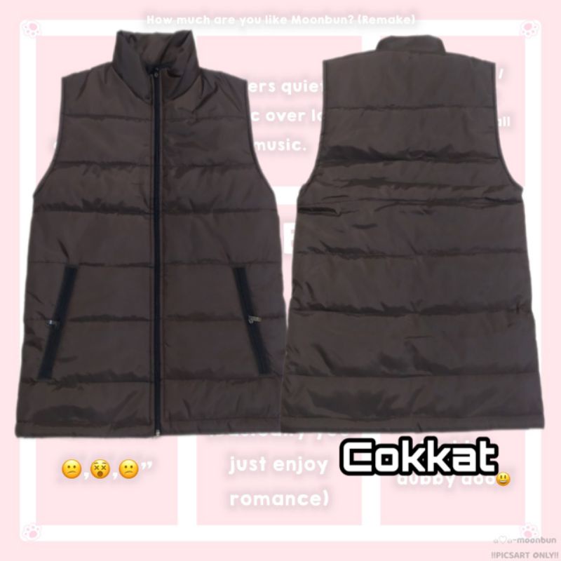 jaket rompi pria/wanita parasut hi neck coklat