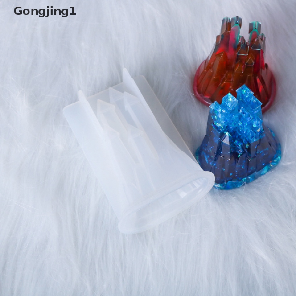 Gongjing1 Cetakan Resin Epoksi Handmade DIY Bentuk Kastil 3D Bahan Silikon