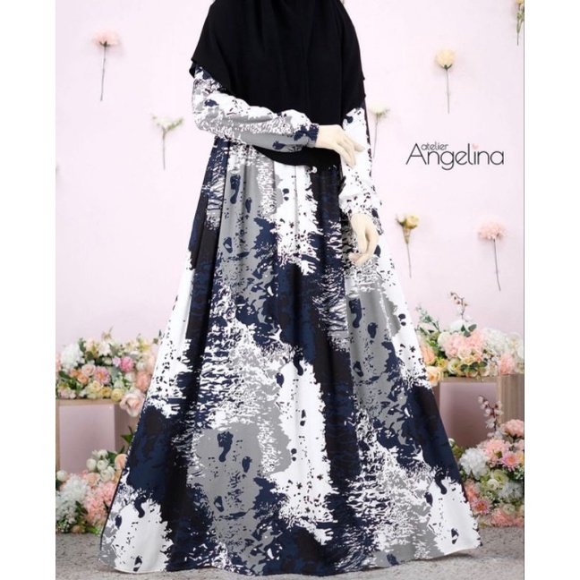 Sarah Dress Sand on The Beach Navy Grey by AA Atelier Angelina