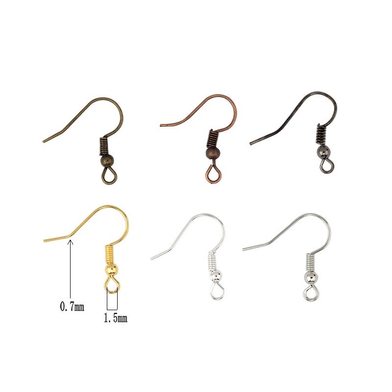 6 warna 19mm tembaga Telinga Kabel kait Earring Temuan Anting Jepit Kait Fitting untuk membuat anting-anting Perhiasan DIY 120 pcs / box