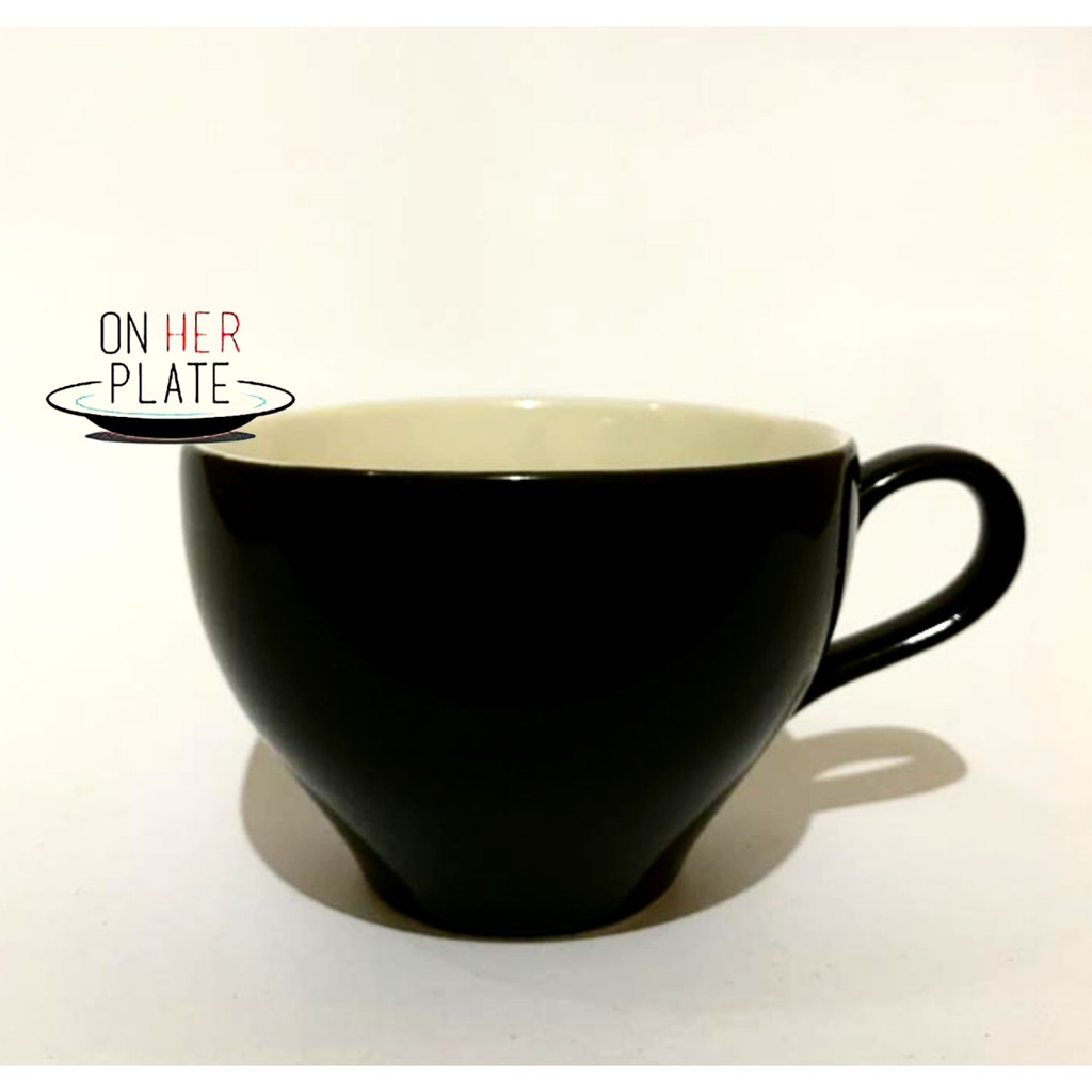 MUG KERAMIK CANGKIR KERAMIK GELAS KOPI CAPUCHINO HITAM