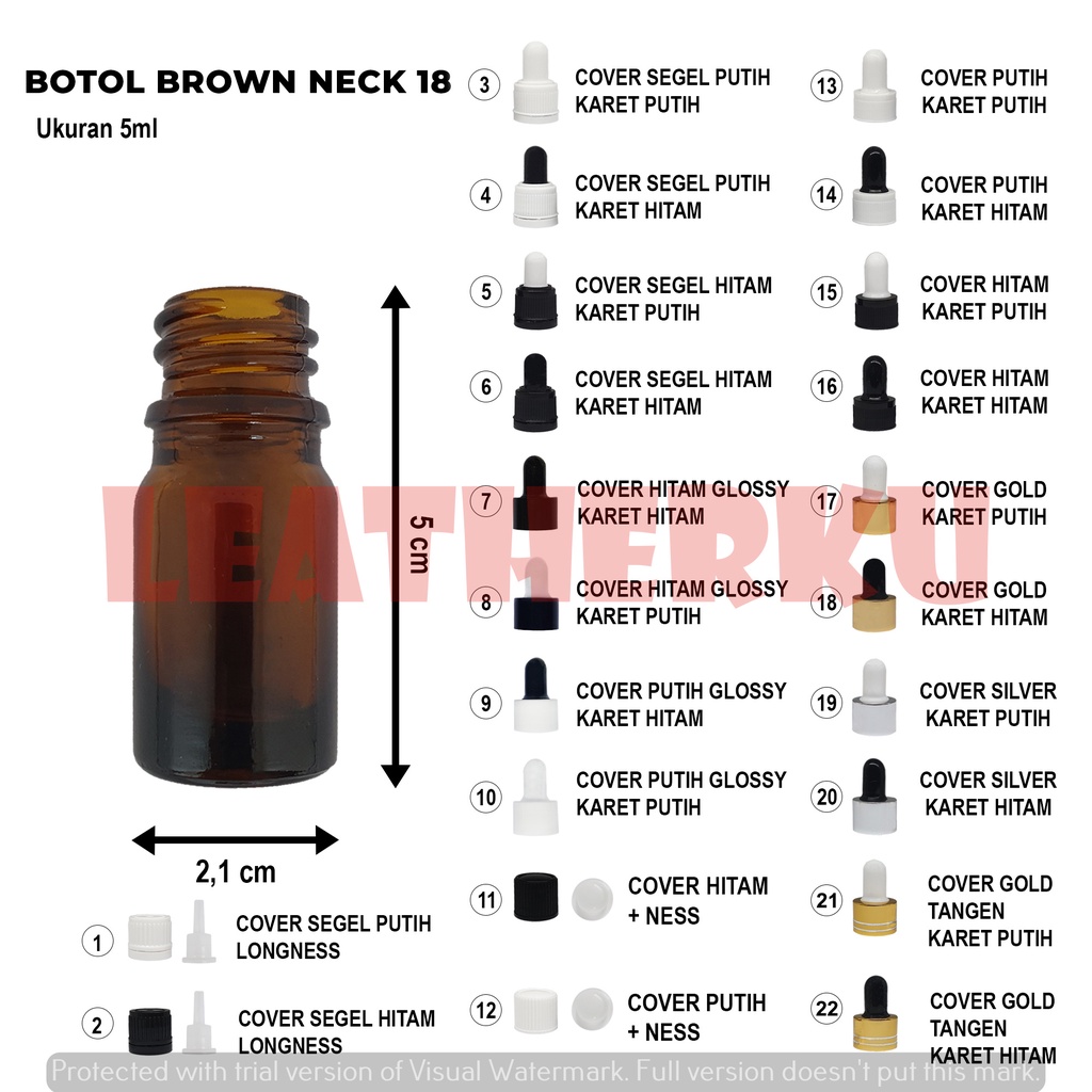 Botol Kaca Pipet Import 5 ML Brown