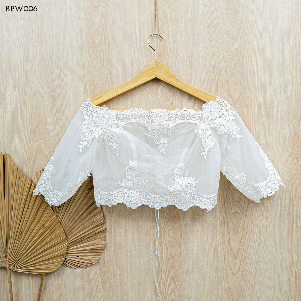 [STOK TERBATAS] AKSESORIS WEDDING BOLERO PESTA BROKAT LACE PUTIH BPW006