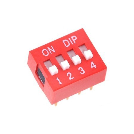 SLIDE DIP switch 4p red color 4 pin p 4pin 2.54mm warna merah 8 pin 8p kaki mede konektor