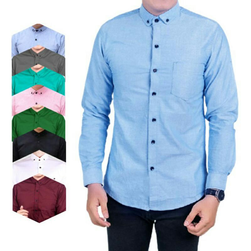 Kemeja polos pria lengan panjang kemeja pria kemeja polos murah hem pria polos atasan pria bahan kat