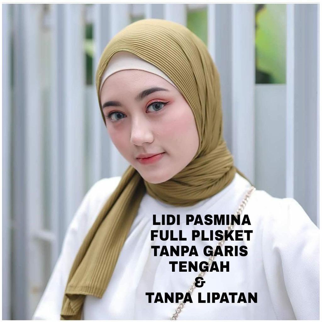 1KG MUAT 8PCS | PASHMINA LIDI FULL PLISKET TANPA GARIS TENGAH DAN TANPA LIPETAN DIJAMIN ORIGINAL