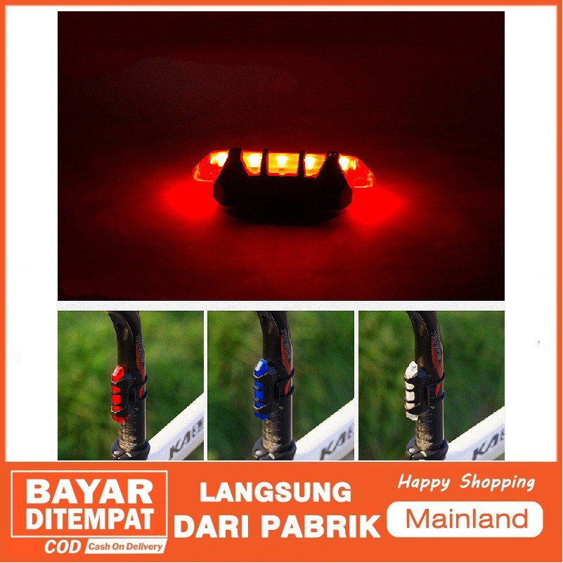 Mainland Lampu Belakang Sepeda LED USB Rechargeable Anti Air ODR04