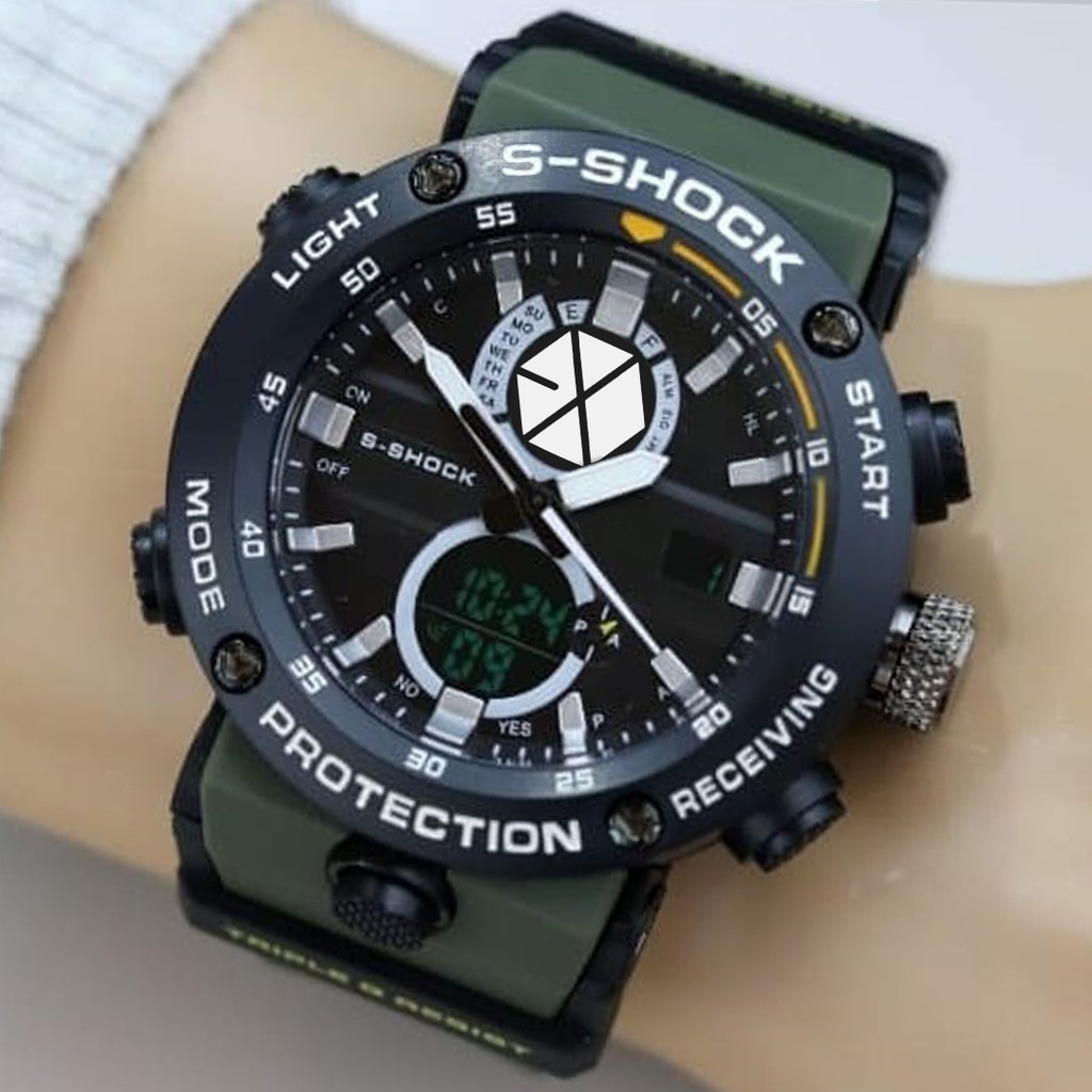 (EXCLUSIVE) Jam Tangan KPOP EXO motif 1 Double Time - Tali Hijau Army