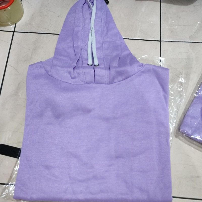 SWEATER HOODIE POLOS CEWEK COWOK FIT XL-Ungu muda