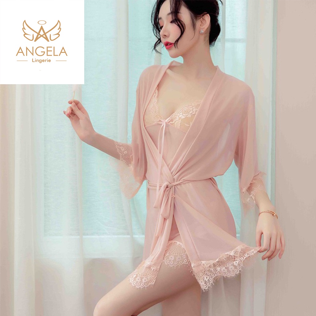 ANGELA PREMIUM Japan Quality Kimono Dress Sexy Lingerie Setelan Celana Dalam G String Seamless Baju Tidur Piyama Pakaian Dalam Wanita Set CD Jepang Korea Fashion Seserahan Malam Pertama