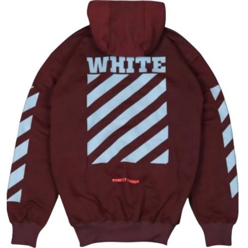 JAKET HOODIE PRIA OFF WHITE DIAGONALS MAROON