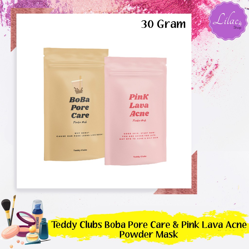 TEDDY CLUBS BOBA PORE CARE POWDER MASK // PINK LAVA ACNE POWDER MASK // VANILLA MILK // GLASS SKIN
