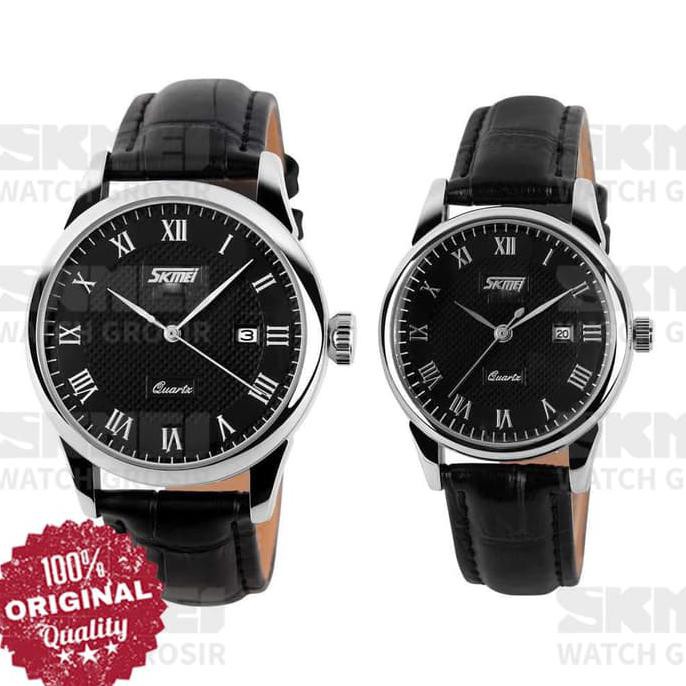 STOK BARU JAM TANGAN COUPLE SKMEI 9058 ORIGINAL ANTI AIR - HITAM , DGI ....