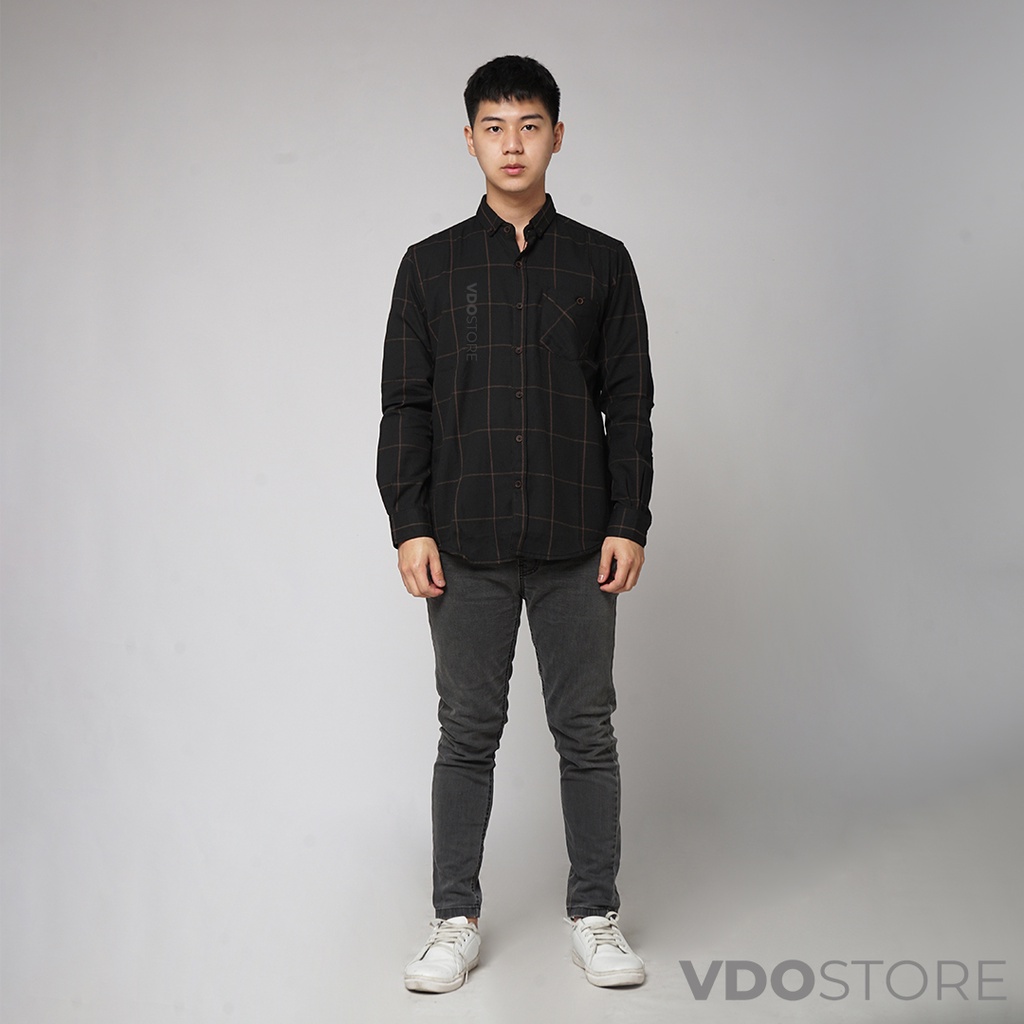 KEMEJA FLANEL PRIA 07 BLACK WOODY - M L XL - KEMEJA LENGAN PANJANG VDOSTORE DEWASA BAJU FLANNEL TANGAN PANJANG HITAM NAVY ABU MOTIF KEMEJA COWOK MURAH DEWASA SANTAI TEBAL KUALITAS IMPORT BAJU CATUR PANEL FANEL