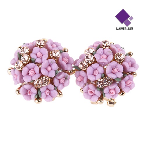 Anting Stud Klip Berlian Imitasi Dazzling Untuk Wanita