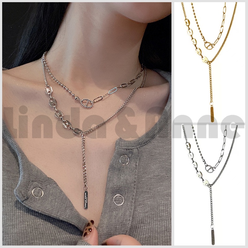 Kalung Rantai Steel Gaya Retro Hip-Hop Korea Untuk Wanita - Kalung Untuk Wanita Dan Pria Retro