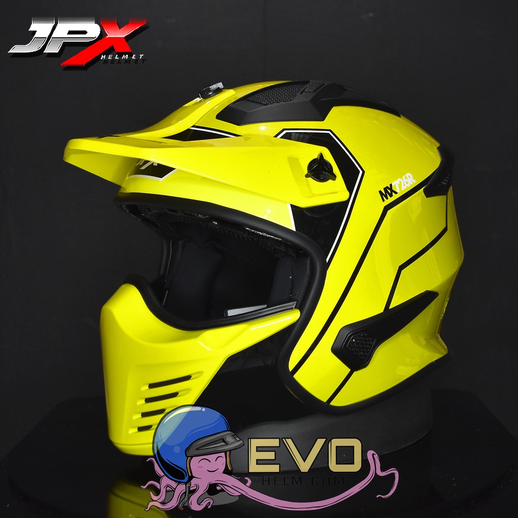 HELM JPX MX726R MOTIF R-03 XRIDE YELLOW ORIGINAL JPX MX 726R - ONGKIR TERMURAH 2KG