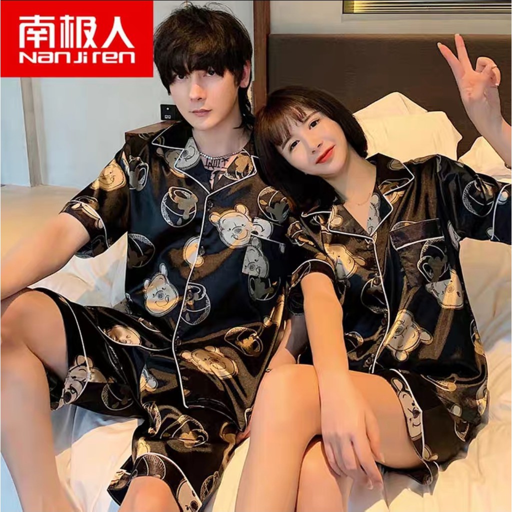 Piyama couple hotpant satin import