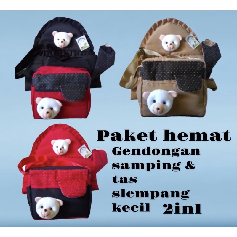 gendongan samping bayi renda dan tas slempang tas kecil set