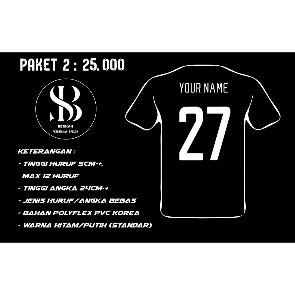 

Stiker Sablon Nama dan Nomor Punggung | Polyflex | Stiker Kaos | Stiker Nama